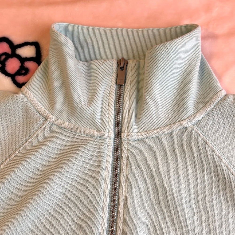 NWT PINK Victoria’s Secret Light Aqua Blue Cropped Full Zip Sweatshirt Size XS - Picture 5 of 10